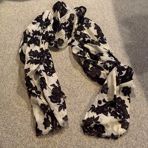 Floral Black and White Scarf
